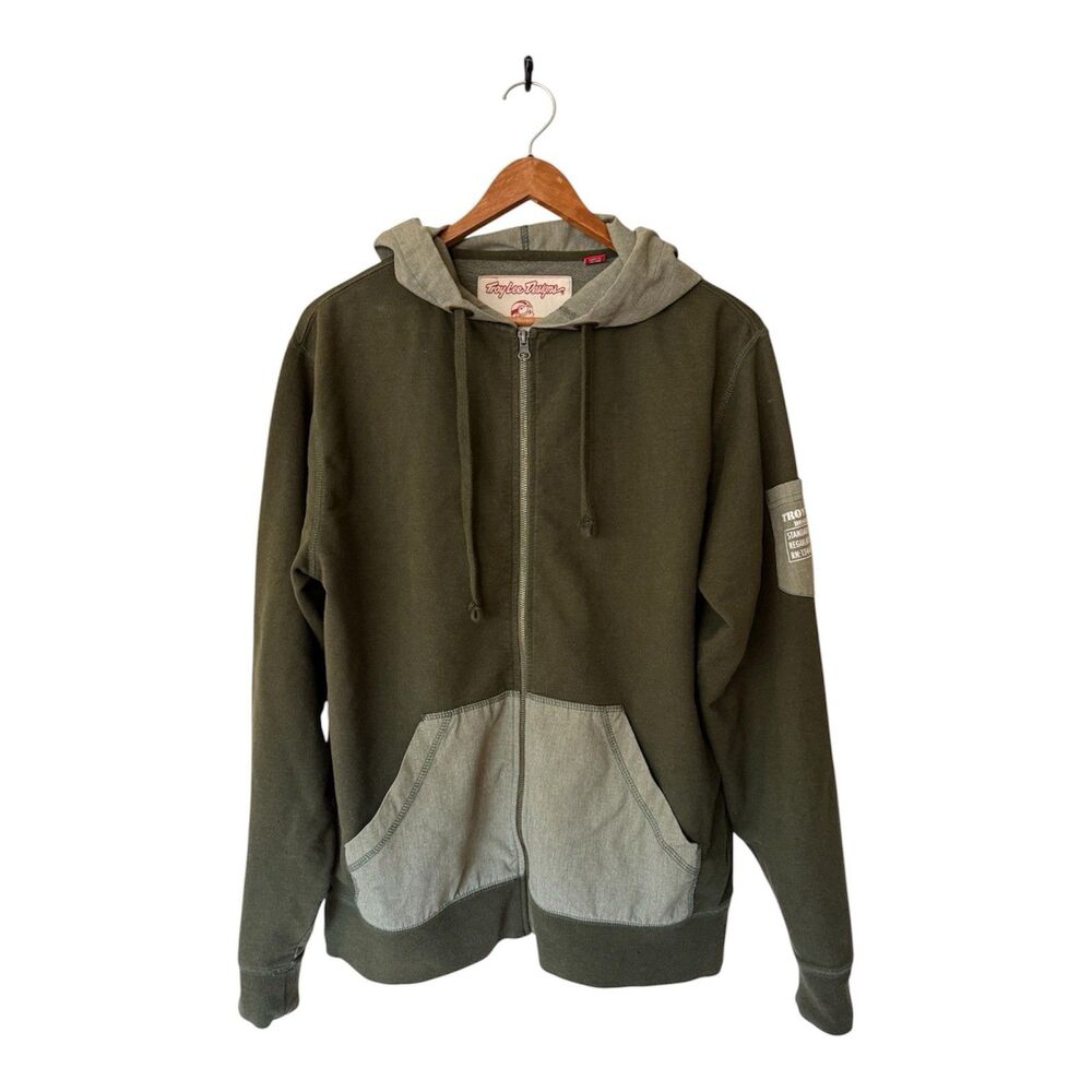 Troy Lee Designs Two Tone Zip Up Hoodie Mens Regular Fit Olive Green SZ Medium